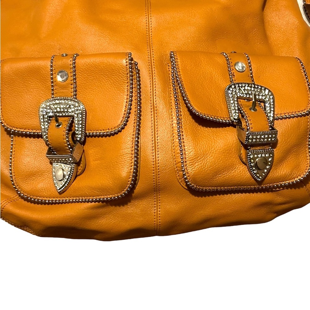 Vintage Hobo Crossbody Saddle Bag / Purse with Rhinestones Luck & Charm - Picture 4 of 14